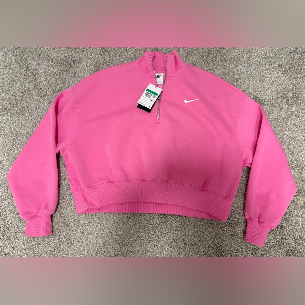 Nike Pink Half-Zip Cropped Sweatshirt